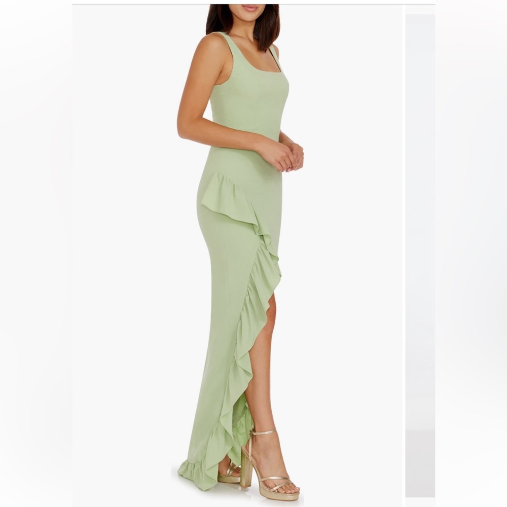 Dress The Population- Charlene Ruffle Gown Sage - Picture 2 of 5